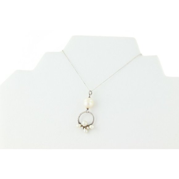 Sterling Silver Pearl Necklace 16 inch chain - Picture 5 of 7